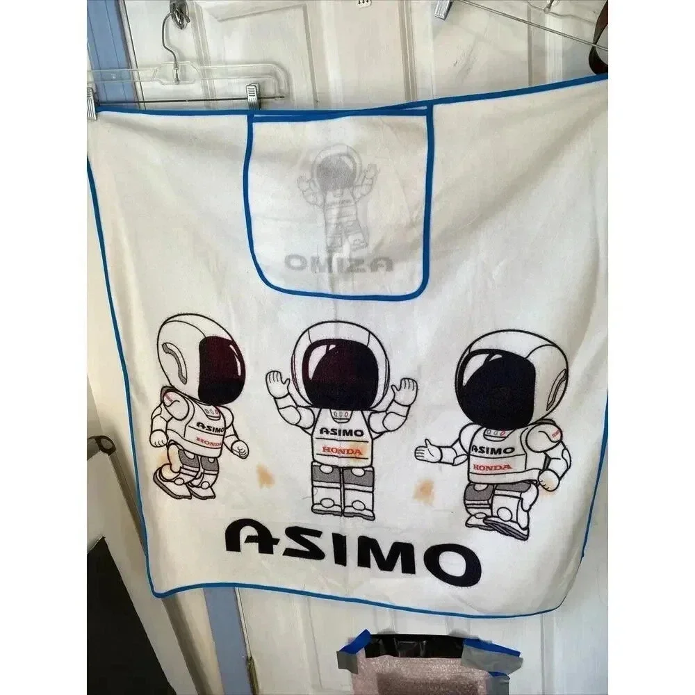 VTG Asimo Honda Flannel Baby Blanket Towel/ Bedding Japan Brand 34x34 White Blue